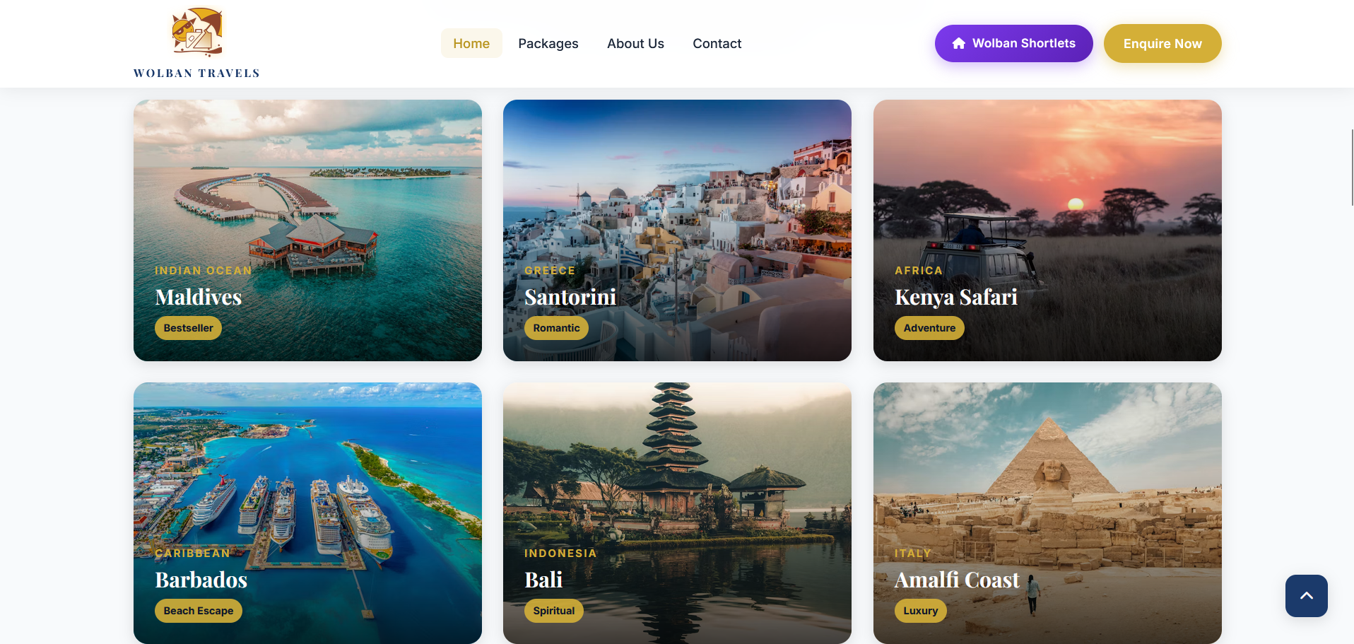 Wolban Travels holiday booking website preview